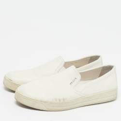 Pre Owned Prada Sport Size 38.5 White Leather Slip On Sneakers