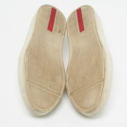 Pre Owned Prada Sport Size 38.5 White Leather Slip On Sneakers