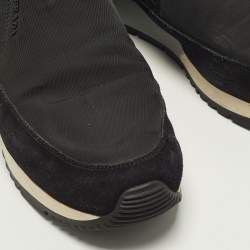 Pre Owned Prada Sport Size 38 Black Nylon and Suede Logo Details Slip On Sneakers