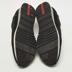 Pre Owned Prada Sport Size 38 Black Nylon and Suede Logo Details Slip On Sneakers