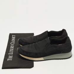 Pre Owned Prada Sport Size 38 Black Nylon and Suede Logo Details Slip On Sneakers