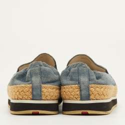 Pre Owned Prada Sport Size 35.5 Blue Suede Slip On Espadrille Flats
