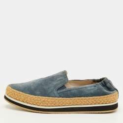 Pre Owned Prada Sport Size 35.5 Blue Suede Slip On Espadrille Flats