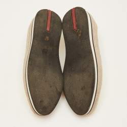 Pre Owned Prada Sport Size 36.5 Metallic Gold Leather Espadrille Slip On Sneakers