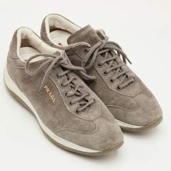 Pre Owned Prada Sport Size 36.5 Grey Suede Low Top Sneakers