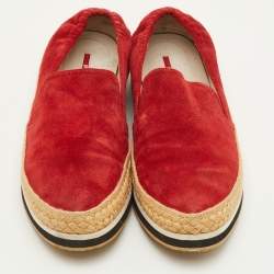 Pre Owned Prada Sport Size 41 Red Suede Espadrille Slip On Sneakers