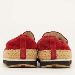 Pre Owned Prada Sport Size 41 Red Suede Espadrille Slip On Sneakers