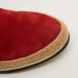 Pre Owned Prada Sport Size 41 Red Suede Espadrille Slip On Sneakers
