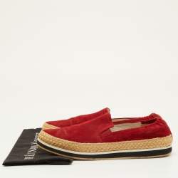 Pre Owned Prada Sport Size 41 Red Suede Espadrille Slip On Sneakers