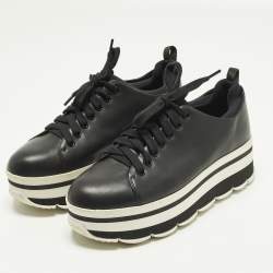Pre Owned Prada Sport Size 39 Black Leather Lace Up Sneakers