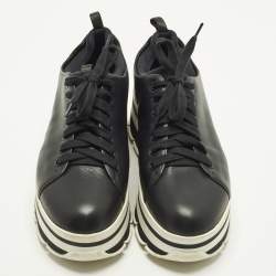 Pre Owned Prada Sport Size 39 Black Leather Lace Up Sneakers