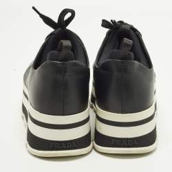 Pre Owned Prada Sport Size 39 Black Leather Lace Up Sneakers