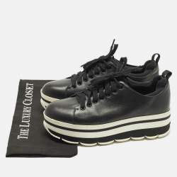 Pre Owned Prada Sport Size 39 Black Leather Lace Up Sneakers