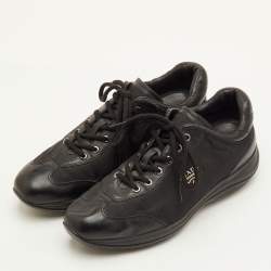 Pre Owned Prada Sport Size 39 Black Leather and Nylon Low Top Sneakers