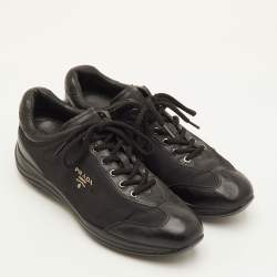 Pre Owned Prada Sport Size 39 Black Leather and Nylon Low Top Sneakers