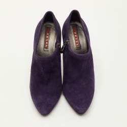 Pre Owned Prada Sport Size 36.5 Dark Purple Suede Ankle Length Boots