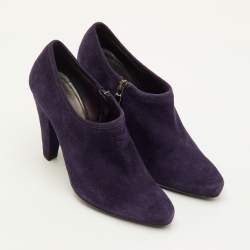 Pre Owned Prada Sport Size 36.5 Dark Purple Suede Ankle Length Boots