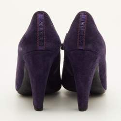 Pre Owned Prada Sport Size 36.5 Dark Purple Suede Ankle Length Boots