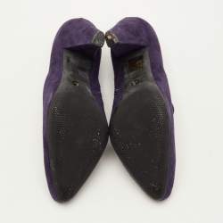 Pre Owned Prada Sport Size 36.5 Dark Purple Suede Ankle Length Boots