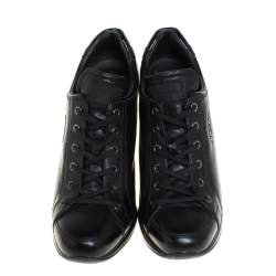 Pre Owned Prada Sport Black Leather Wedge Sneakers Size 39