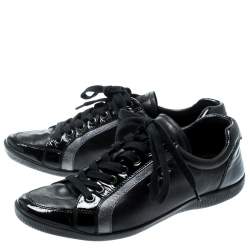 Pre Owned Prada Sport Black Leather Lace Up Sneakers Size 37