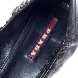 Pre Owned Prada Dark Green/Black Patent Leather Bow Block Heel Pumps Size 40