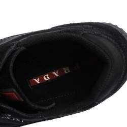 Pre Owned Prada Sport Black Suede And Nylon Lace Up Sneakers Size 37.5