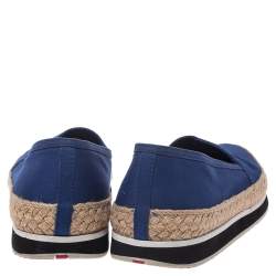 Pre Owned Prada Sport Blue Canvas Espadrille Loafers Size 38