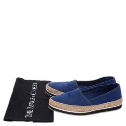 Pre Owned Prada Sport Blue Canvas Espadrille Loafers Size 38