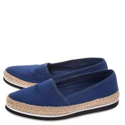 Pre Owned Prada Sport Blue Canvas Espadrille Loafers Size 38