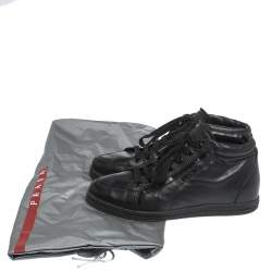 Pre Owned Prada Sport Black Leather Lace up Sneakers Size 35.5