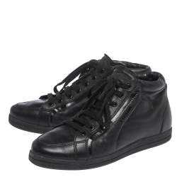 Pre Owned Prada Sport Black Leather Lace up Sneakers Size 35.5
