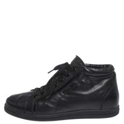 Pre Owned Prada Sport Black Leather Lace up Sneakers Size 35.5