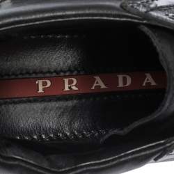 Pre Owned Prada Sport Black Leather Lace up Sneakers Size 35.5