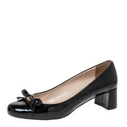 Pre Owned Prada Sport Patent Leather Bow Round Toe Pumps Size 39