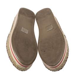 Pre Owned Prada Sport Tricolor Woven Leather Platform Espadrille Flats Size 38.5