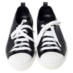 Pre Owned Prada Sport Black Leather Cap Toe Sneakers Size 35.5