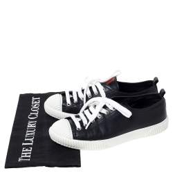 Pre Owned Prada Sport Black Leather Cap Toe Sneakers Size 35.5