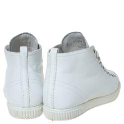 Prada Sport White Leather Lace Up High Top Sneakers Size 39.5