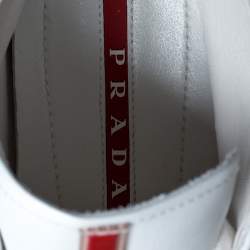 Prada Sport White Leather Lace Up High Top Sneakers Size 39.5