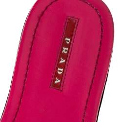 Pre Owned Prada Sport Pink Patent Leather Bow Flat Slides Size 41
