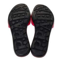 Pre Owned Prada Sport Pink Patent Leather Bow Flat Slides Size 41