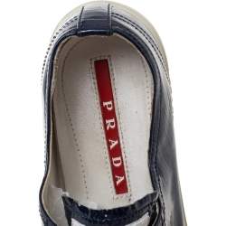Pre Owned Prada Sport Blue Patent Lace Up Sneakers Size 38.5