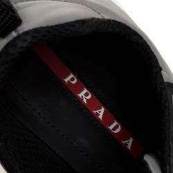 Pre Owned Prada Sport Grey Nylon And Rubber Lace Up Sneakers Size 38