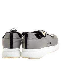 Pre Owned Prada Sport Grey Nylon And Rubber Lace Up Sneakers Size 38