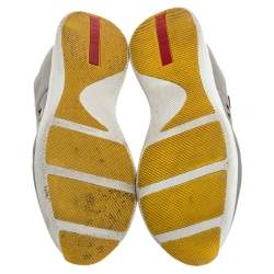 Pre Owned Prada Sport Grey Nylon And Rubber Lace Up Sneakers Size 38