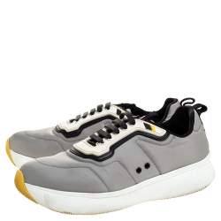 Pre Owned Prada Sport Grey Nylon And Rubber Lace Up Sneakers Size 38