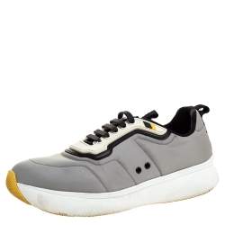 Pre Owned Prada Sport Grey Nylon And Rubber Lace Up Sneakers Size 38