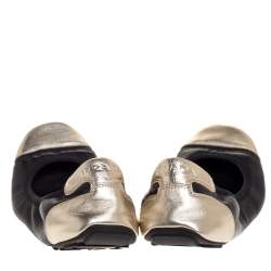 Prada Sport Black/Silver Leather Scrunch Ballet Flats Size 38.5