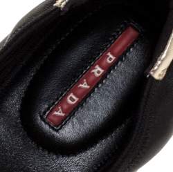 Prada Sport Black/Silver Leather Scrunch Ballet Flats Size 38.5